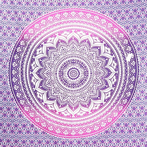 THE ART BOX Mandala Tapestry for Wall Hanging Pink and White, 220x230 cm - Decorative Fabric for Bedroom or Living Room - Image 2