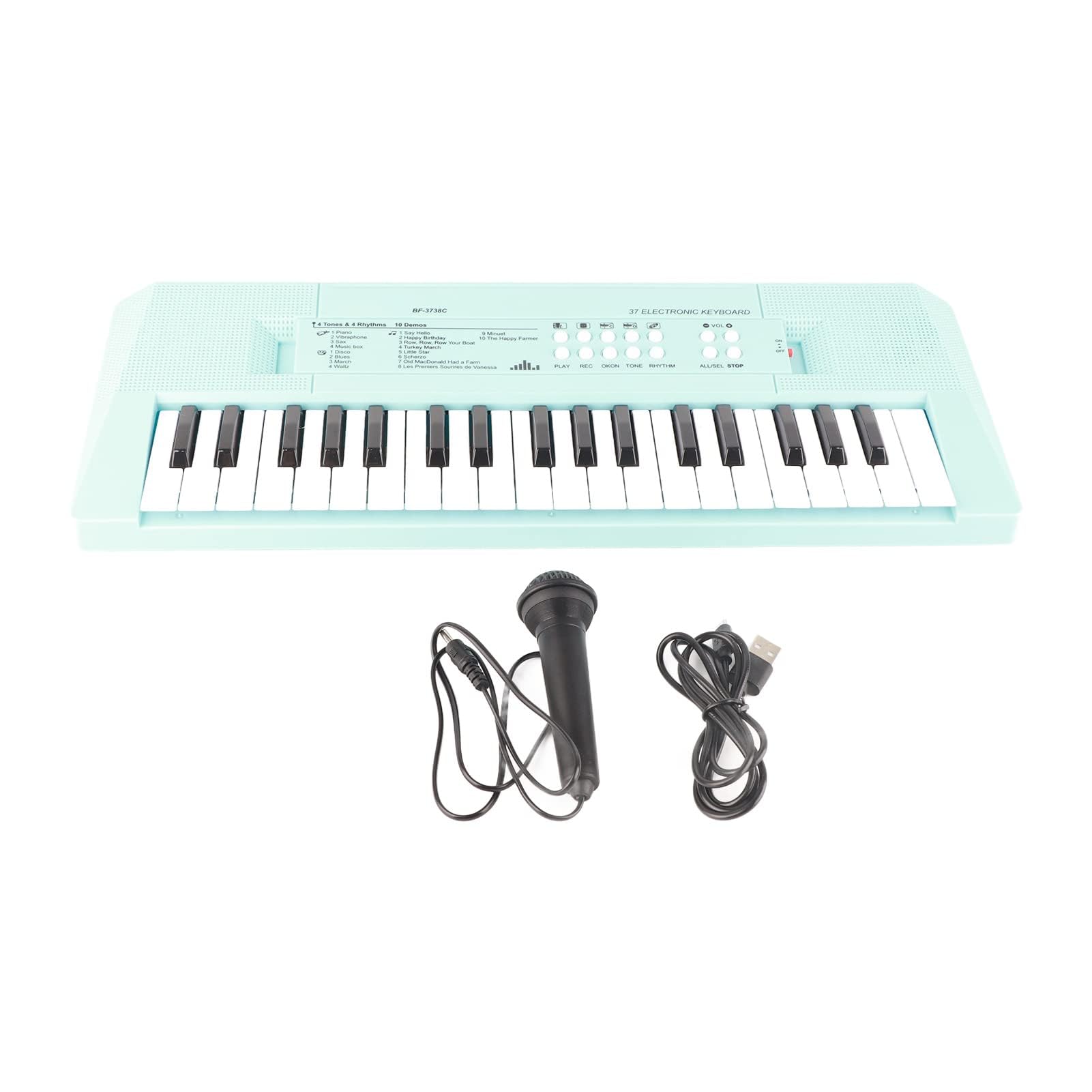 BF-3738C piano eléctrico con teclado de 37 teclas con micrófono y teclado musical y regalo de juguete para principiantes, niños y estudiantes(Azul)