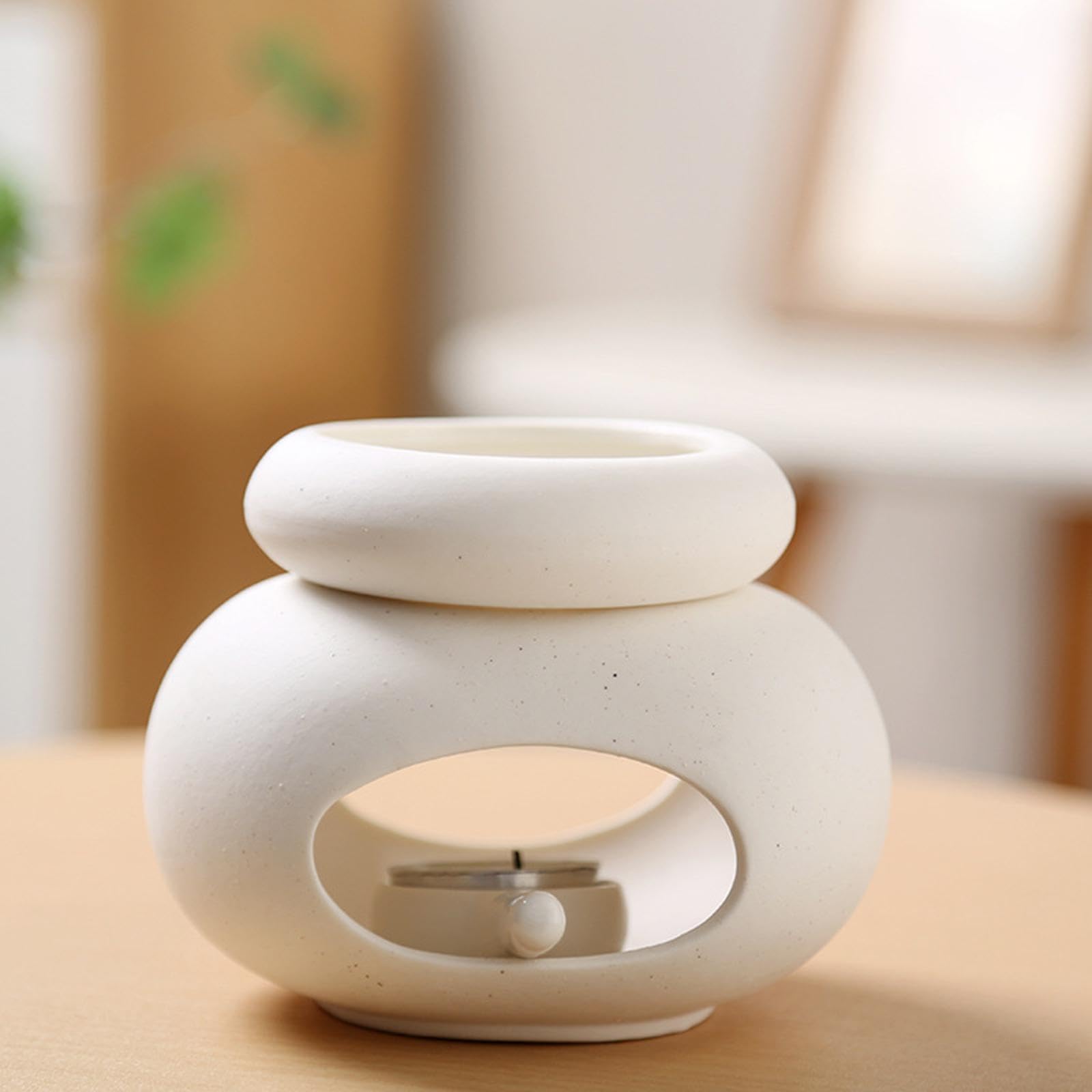 Essential Oil Burner Keramischer Wachsschmelzer Teelichtduftwärmer Duftverdampfer mit Abnehmbarem Schalenbehälter für Büro Arbeitszimmer Schlafzimmer