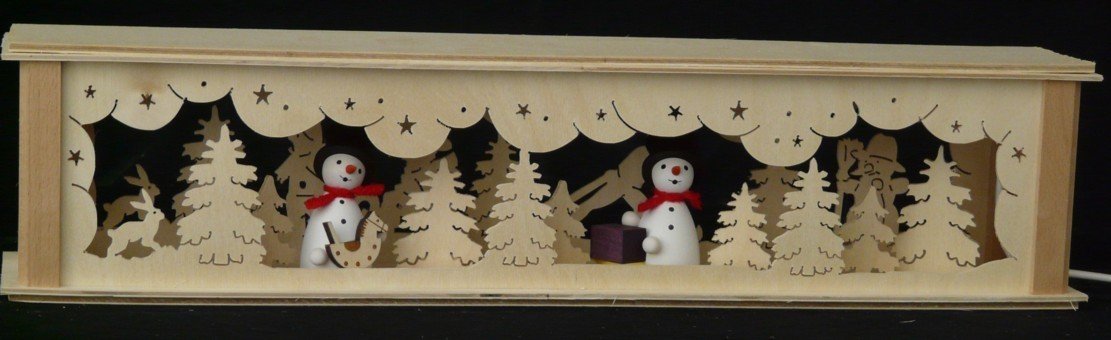Voûte de bougie en bois avec bonhommes de neige colorés Rudolphs Schatzkiste H52x10cm