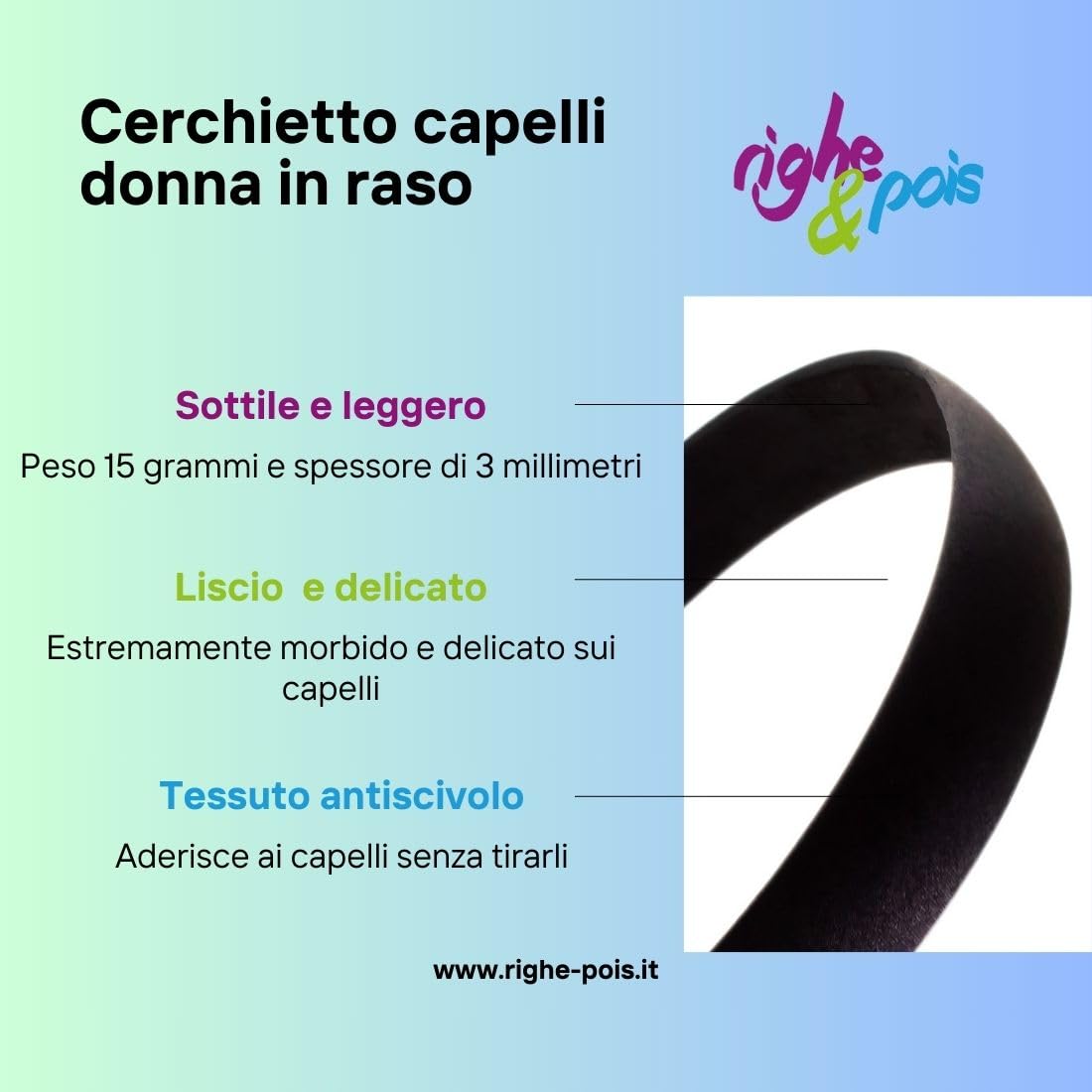 4 Cerchietti Per Capelli In Velluto Nero - Larghezze 1,5cm 2cm 3cm - Morbidi E Antiscivolo - Accessori Donna - 3