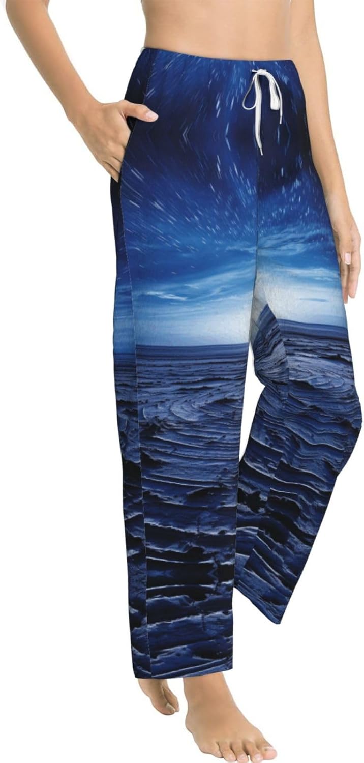 Stars Print Cozy Christmas Pajama Pants,Flannel Pajama Bottoms,Cater To Various Body Types
