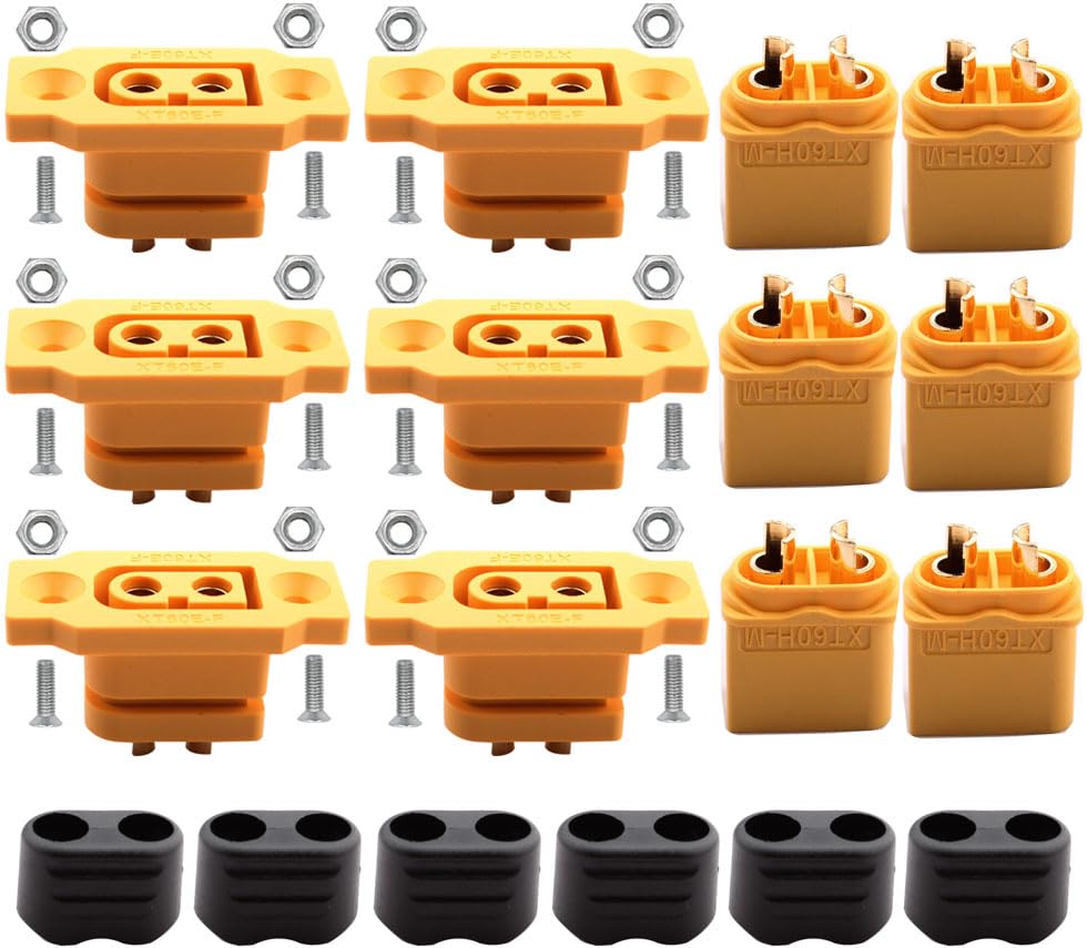 RUNCCI-YUN 3 paar XT60E-F bus hoogstroom inbouwstekkers XT60H stekker met schroeven voor Lipo accu XT-60 stekker 2-pins voor RC FPV Lipo accu RC Quadcopter