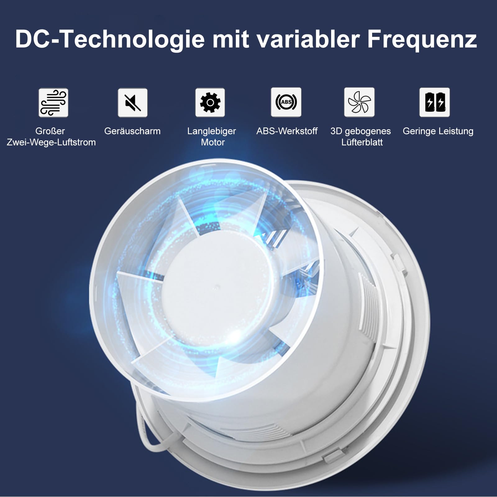 100mm Abluftventilator 160m³/h 4W, Zwei-Wege-Umkehrventilator mit 3 Geschwindigkeiten einstellbar, RC-Ventilator für Küche, Bad, Dachboden, Fenster, Keller