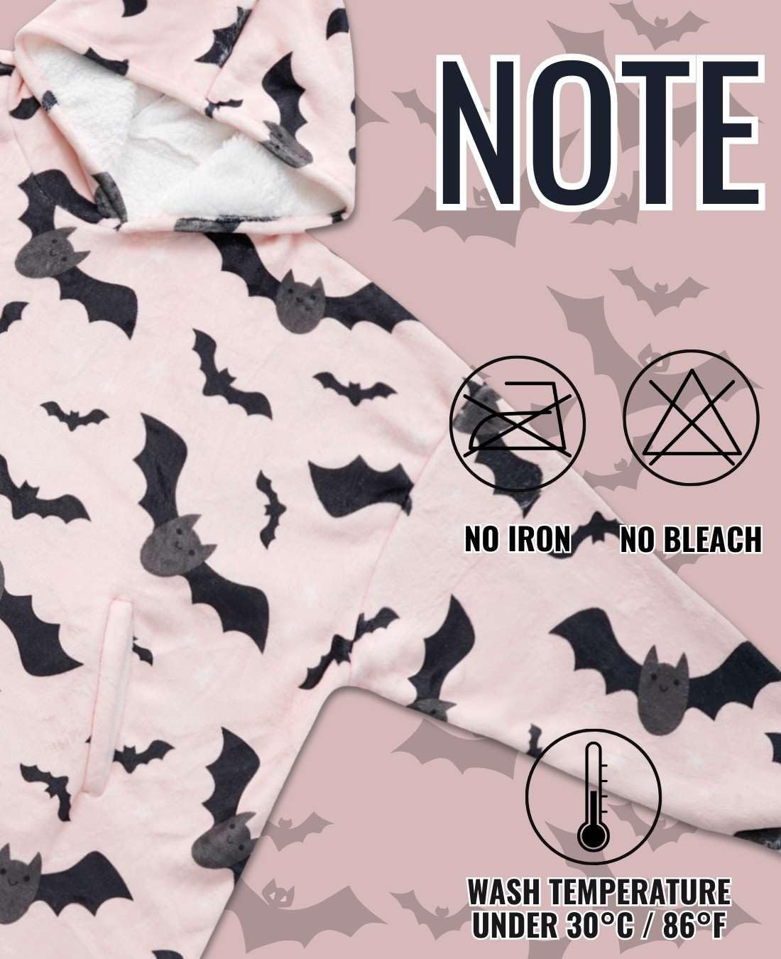 Bat Gifts for Bat Lovers, Halloween Gifts, Wearable Flannel Blanket Hoodie, Super Soft Warm Cozy with Two Large Pocket, One Size Fits Most