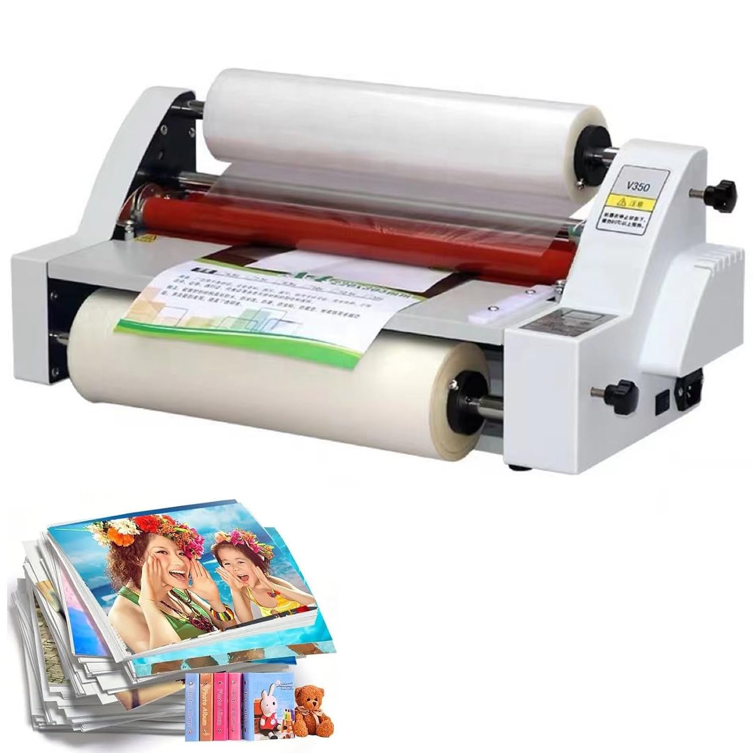 350mm Maquina Laminadora De Escritorio Laminador Película Eléctrica Plastificadora Máquina Laminadora Térmica En Frío De Doble Cara Pantalla Digital,Para Comercial En Oficina Escuela,110V
