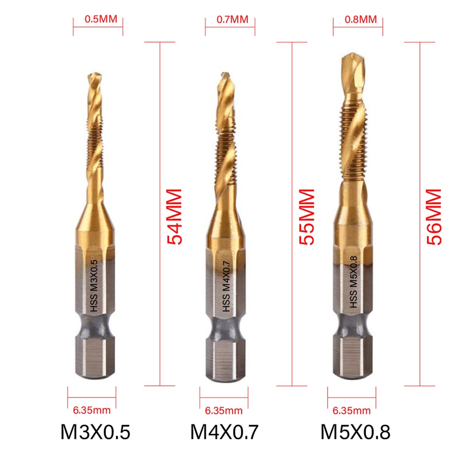 Enclume,Foret à Vis M3 à Tige Hexagonale En Acier Rapide Plaqué Spécialisation T,taraudage