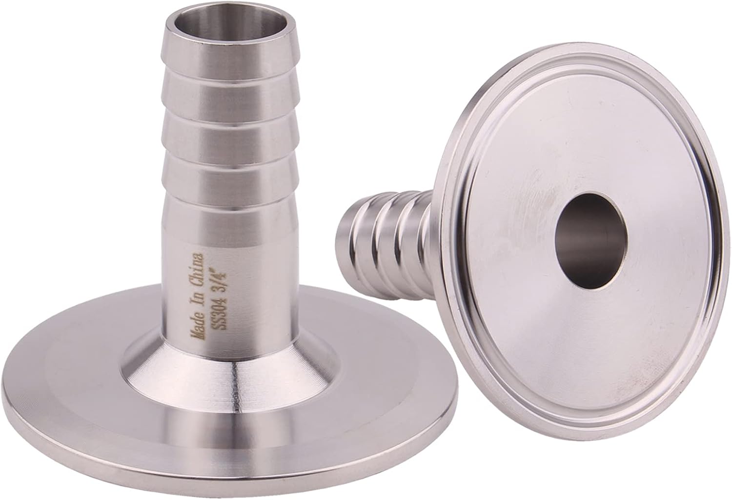 DERNORD 2 Pack 1.5" Tri Clamp to 1 inch Hose Barbed Adapter SUS304 Sanitary Hose Barb Pipe Fitting