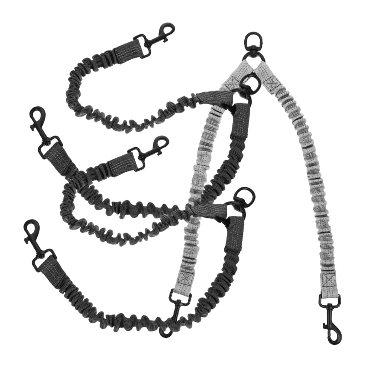 Reflektierendes Doppelleinen für Hunde mit Handkontrolle | Polyester und Edelstahl, Ergonomisches Design, für Draußen und Spaziergänge, 3 Stück