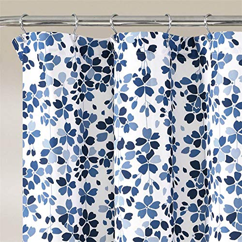Rideau de douche en tissu bleu marine occultant et lavable - 5