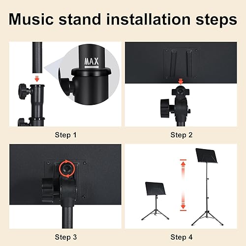 Miniatura 5 de Soporte para partituras, soporte plegable 2 en 1 de doble uso para partituras y soporte para libro de escritorio con bolsa de transporte portátil,