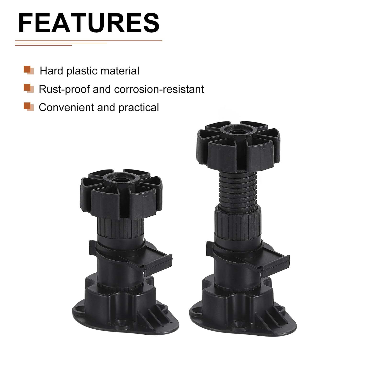 DTGN 80x46mm(LxW) Adjustable Leveling Feet - 8Pack- Good for Furniture - Leveler Support Frame Replacement Legs - Black - Image 3