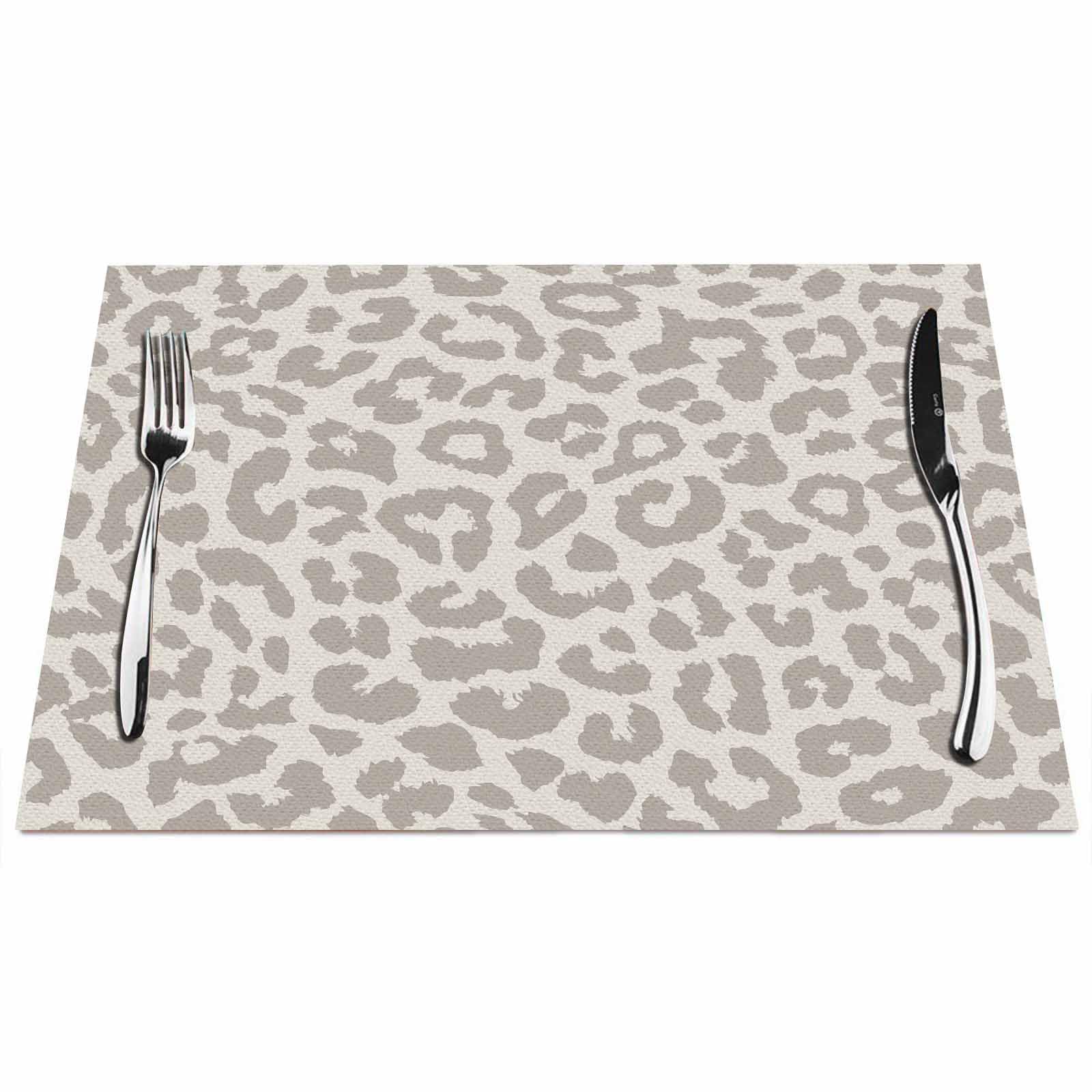 Walmsco Placemats Leopard Polka Dot Pattern Decor For Dining Room Kitchen Table,Waterproof Non-Slip Washable Heat Resistant Placemats,Set of 4,12"x18"