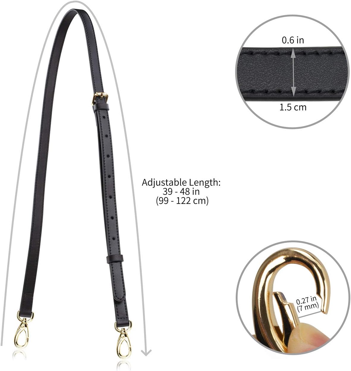 Allzedream Genuine Leather Purse Strap Replacement Crossbody Handbag Long Adjustable - Image 6