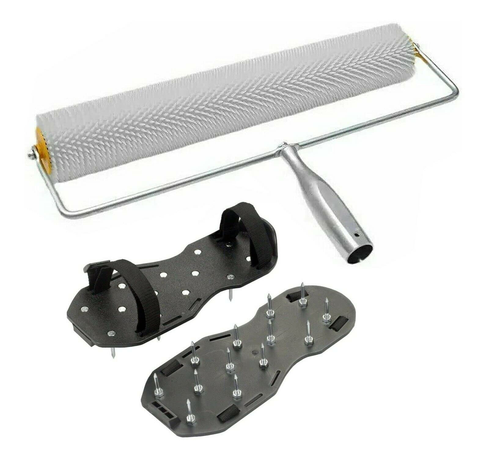Spiked Roller 400mm Spikes 11mm + Spiked Shoes 25mm Screed Flooring Resin Floor