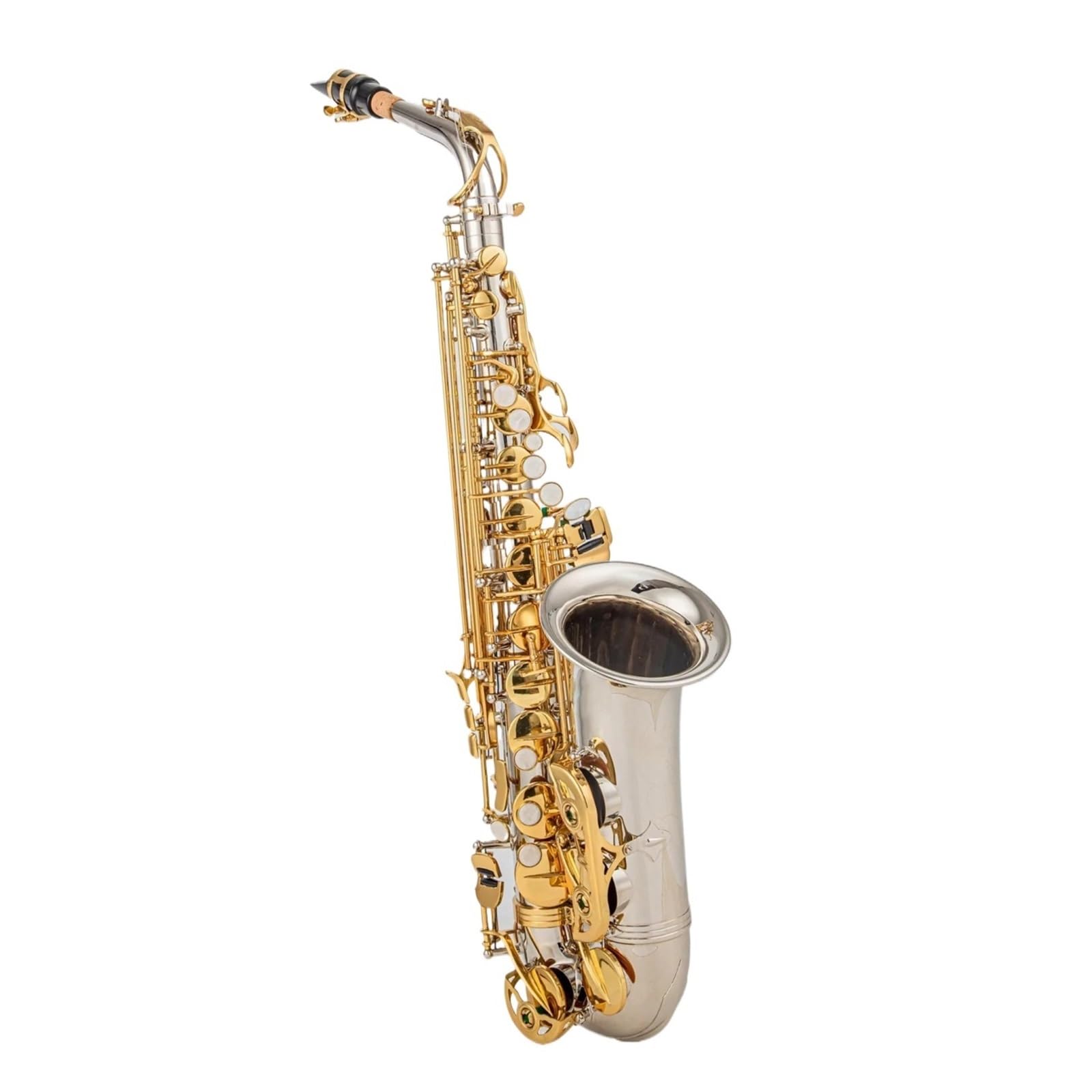Saxophone Alto Nickelé Plaqué Or Instrument Professionnel Avec Bec Saxophone