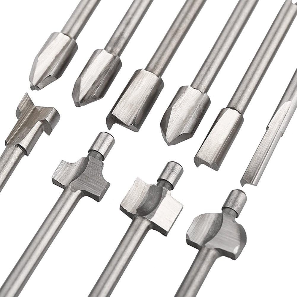 Bestgle 10Pcs Titanium Router Bits 1/8" Shank Carbide Engraving Milling Cutter Bit Set Compatible with Dremel Rotary Tools for DIY Woodworking Carving - Image 5