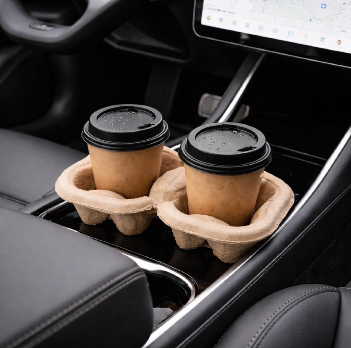 200 Pack 2-Cup Pulp Fiber Drink Carrier Trays for 8–24 oz Cups, 8.66" x 4.33" x 1.65", Eco-Friendly Recycled Cup Holders for Coffee to-Go, Takeout, Cafés, Drive-Thru, Office & Parties