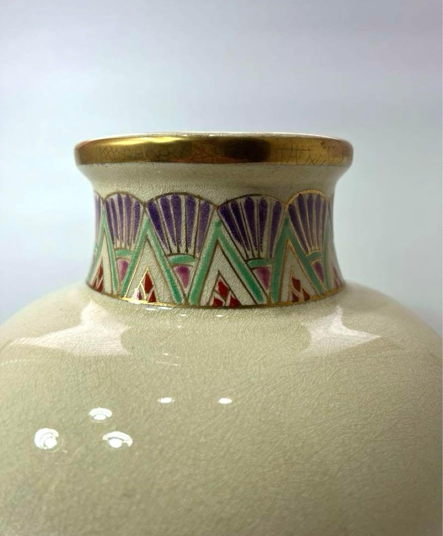 薩摩焼 桃伯窯 花瓶 高さ30cm 金彩 花詰 壺 純手書き 陶器 薩摩焼