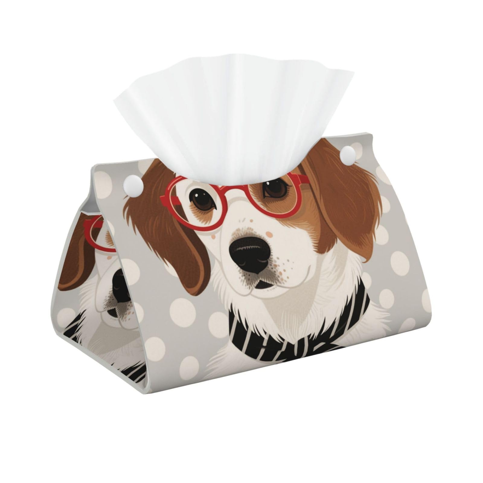 Pu Leather Tissue Box Cover, Hipster Portrait Dog Rectangle Tissue Case Covers Decorative Tissue Box Holder Waterproof Tissue Holder Organizer for Bathroom Home Office