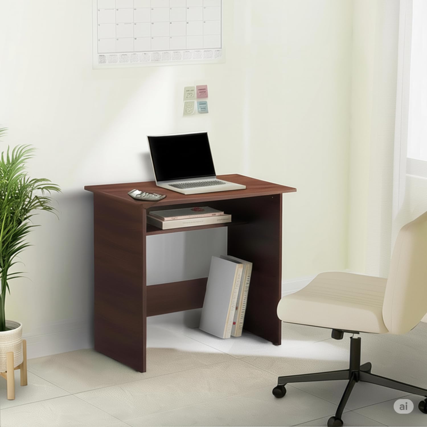 Amazon Brand - Solimo Ermined Engineered Wood Home and Office Desk (Walnut)