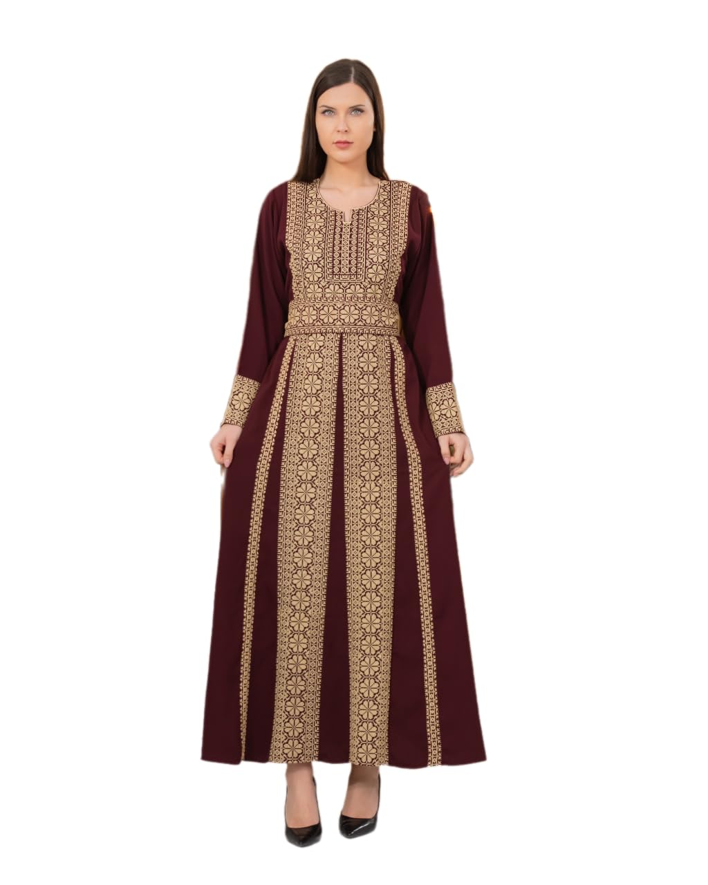 TAMRRA Women's Embroidered Abaya Dress – Modest Islamic Thobe for Eid, Weddings & Special Occasions