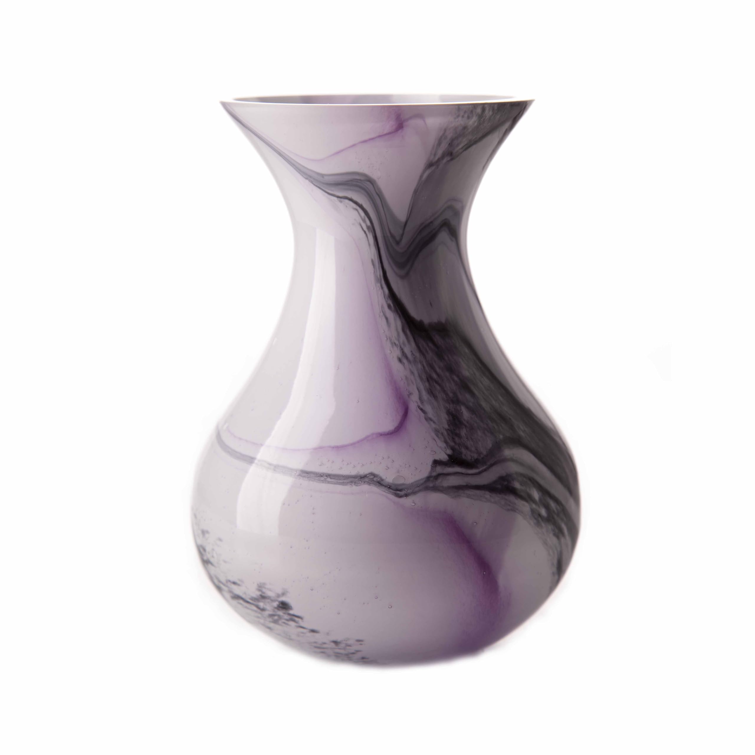 Decorative Glass Posy Flower Vase, 17cm height, Purple, Black, Grey and White (Purple Moon)