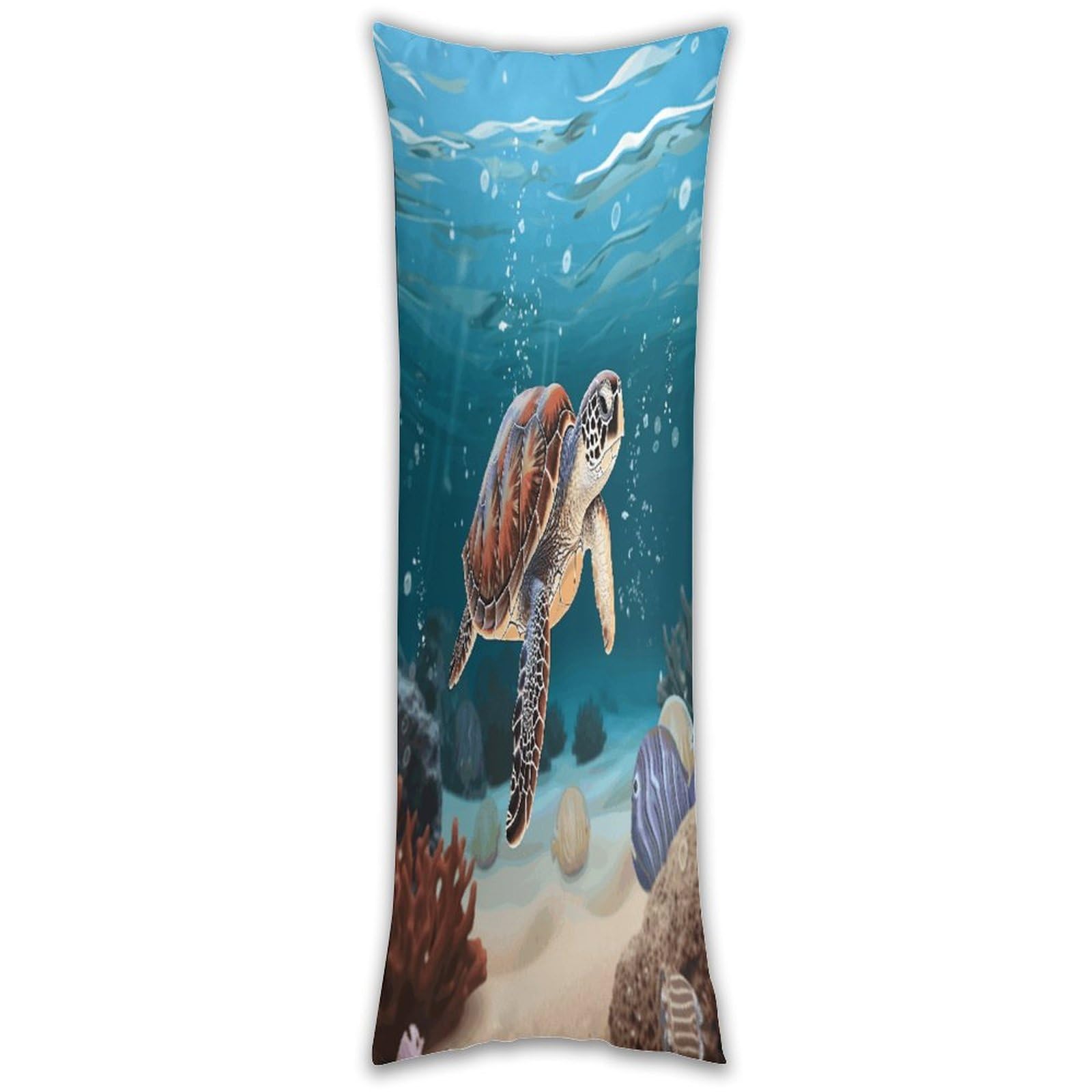 Sea Turtle Swimming Pillow Cases Breathable Vertical Long Pillowcase Body Pillowcase with Hidden Zipper Closure Soft and Cozy Pillow Cover 20x54 Inches for Bedroom Couch