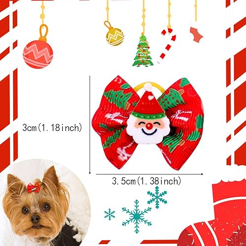 Miniatura 2 de 20 unids10 pares de lazos para el pelo de perro Yorkie de Navidad con bandas de goma, accesorios para el cabello, lazo para aseo de mascotas, lindo