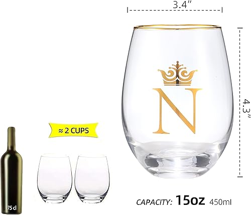 Miniatura 9 de Regalos iniciales personalizados con letra C, vaso de vino de 15 onzas, copa de vino de boda, dama de honor, cumpleaños, graduación, regalo para