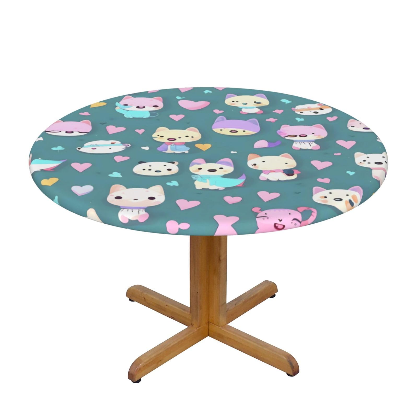 ZQYTGFDC Cute little fox M Decorative Round Tablecloth Waterproof Anti Stain Oil Proof Size for 40 50 inch