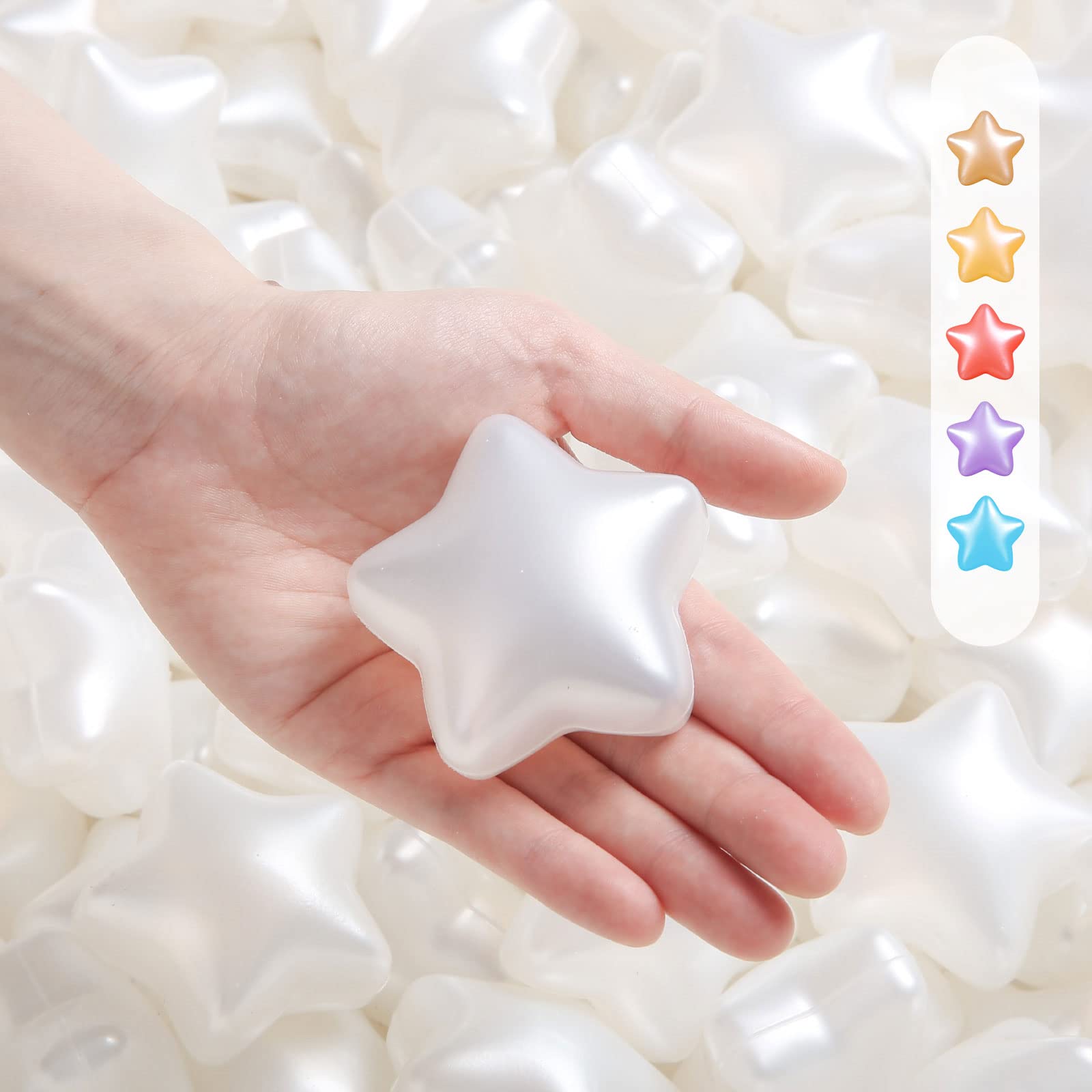 TRENDPLAY Star Balls for Ball Pit -100pcs 2.4 in 3.15 in Plastic Non-Toxic Play Toys Tent Pool Playhouse Playpen Party Decoration