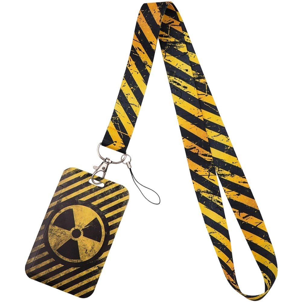 Sslvya Id Badge Holder with Lanyard, Warning Sign Lanyards Waterproof Id Badge Holder for Nurse Teacher, Office, School, Travel