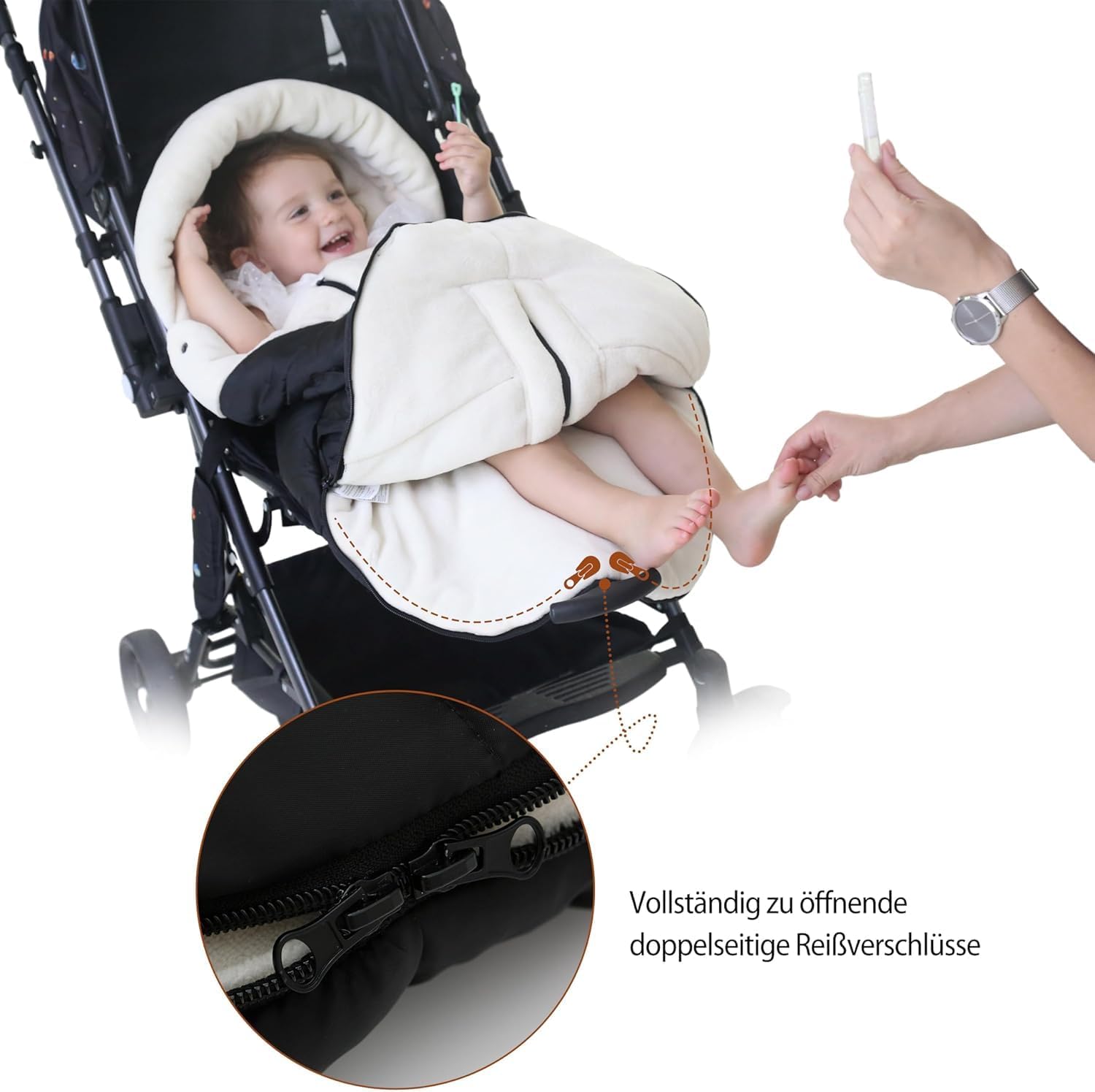 Footmuff for Stroller Buggy, Footmuff for Stroller Buggy with Adjustable Side Zippers and Adjustable Drawstring, Washable and Non-Slip footmuffs Suitable for Strollers (Grey) 4 61wQhLhZj2L. AC SL1500