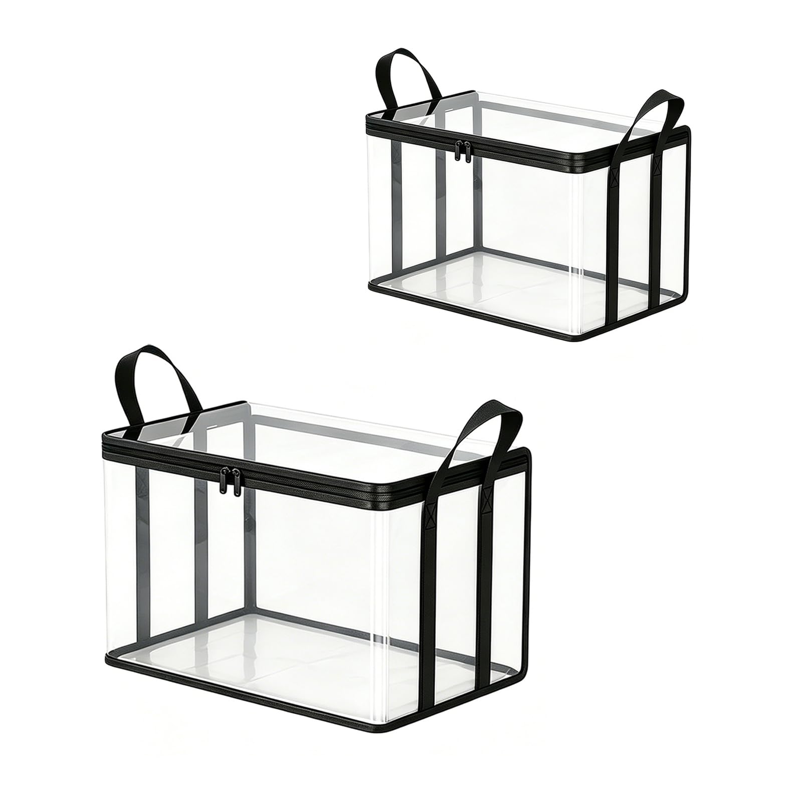 QQYHZX Of 2 Clear PP Storage Boxes, Large & Transparent Organisers, Extra Large Capacity Storage Bags for Clothes Blankets Household Items
