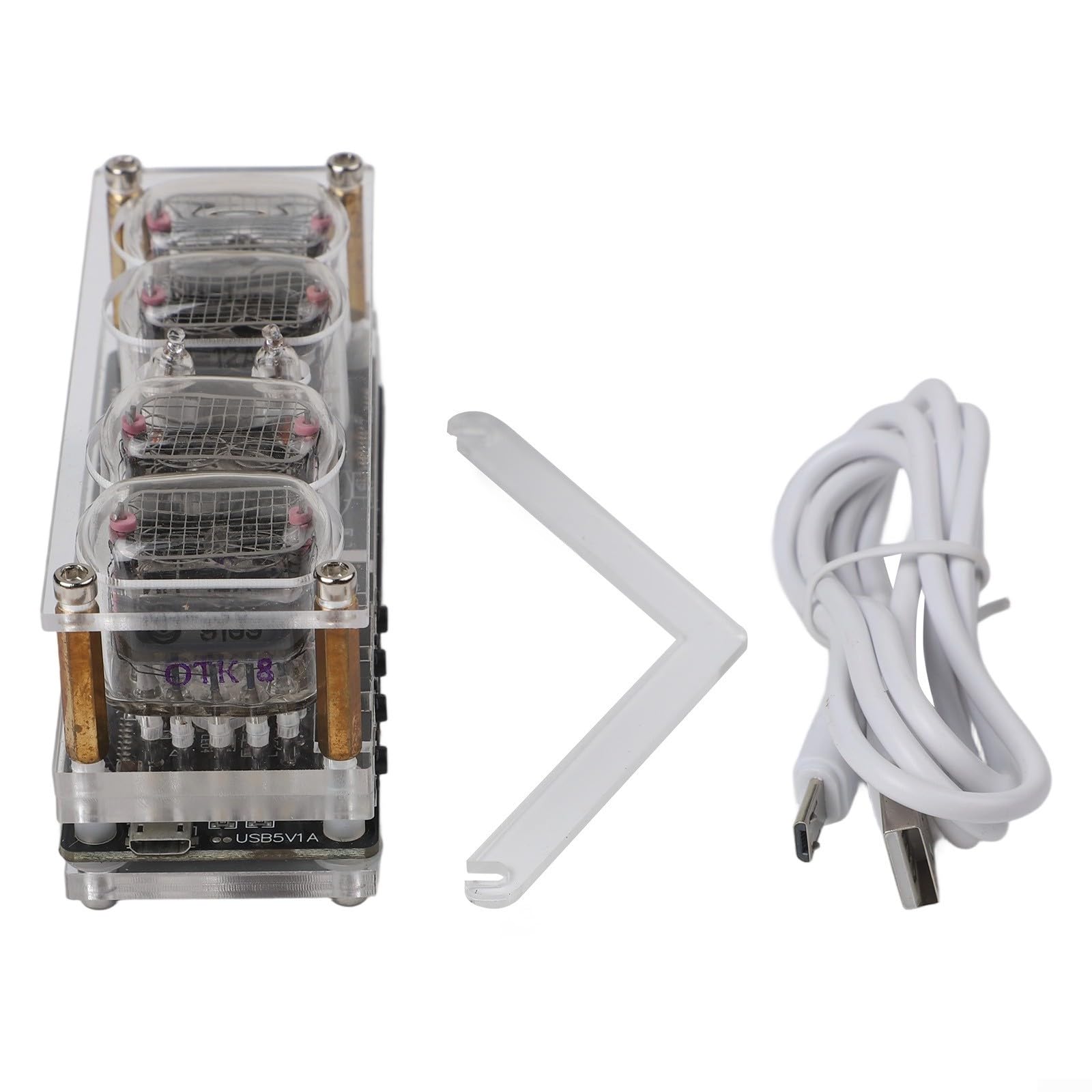 Nixie Tube Clock IN12 Retro-Digitale Schreibtischlampe mit RGB-Leuchten, Wecker, Timer, USB-betriebenes Acryl-Nachtlicht für Zuhause und Büro