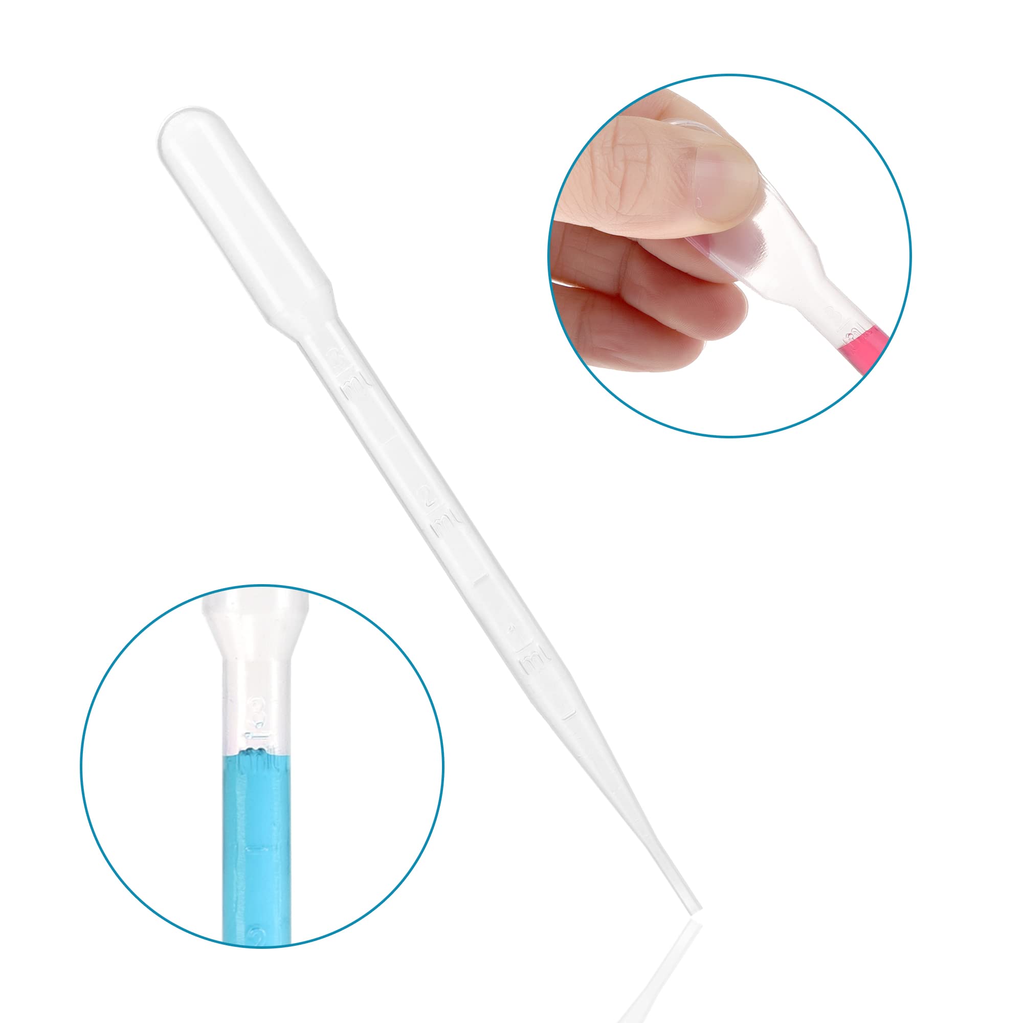 ESHATO Sterile Transferpipetten, 3 ml, Einweg-Kunststoff-Transferpipetten, Pipetten für ätherische Öle, kalibrierte Pipetten, geeignet für wissenschaftliches Labor, DIY-Kunst, einzelne Peel-Packung,