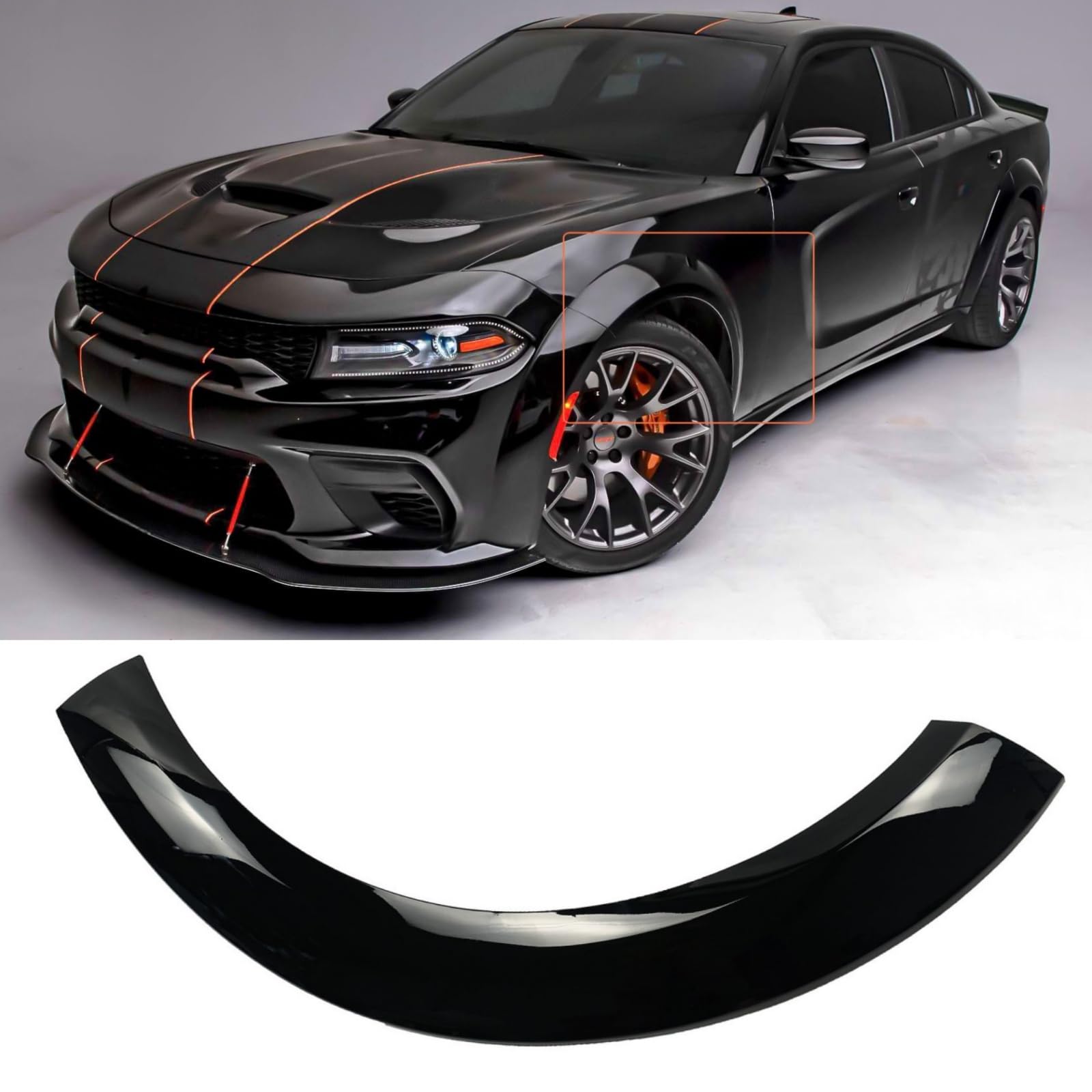 WideBody Front Fender Flare for Dodge Charger SRT Hellcat Widebody/Scat Pack Widebody 2020 2021 2022 2023 Replacement (Left Driver Side,Glossy Black)
