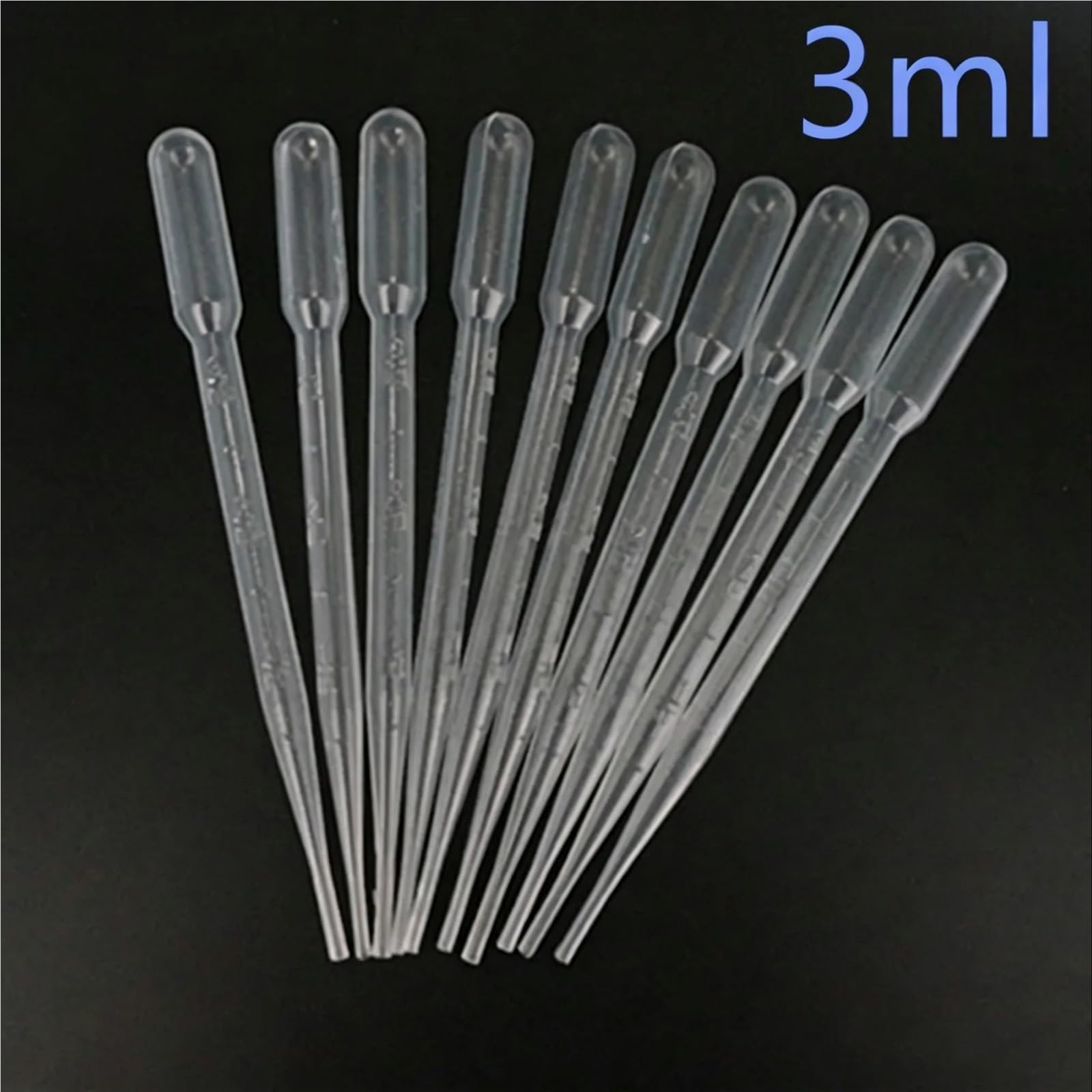 Strumenti da Laboratorio da 3 ml 100/200/500/1000 Pezzi, pipetta Pasteur Graduata in plastica, Strumenti for Il Trucco in polietilene(3ml 100pcs)
