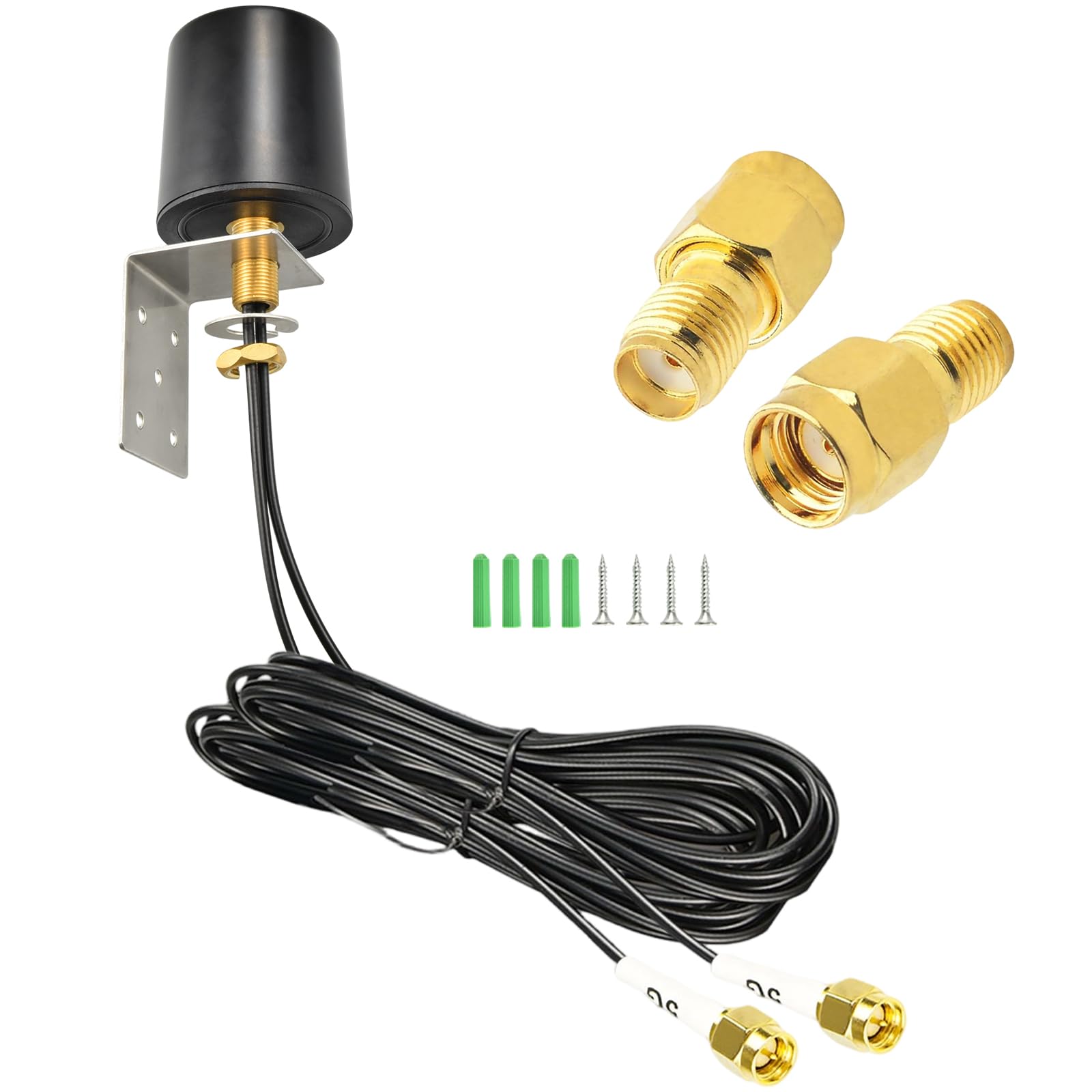 Antenne MIMO 5G 4G LTE 600-6000 MHz Antenne 5 dBi Omnidirectionnelle Extérieure avec Câbles BMR200 SMA Mâle 5M et Adaptateurs RP-SMA Mâle pour Routeur Passerelle Modem WiFi IoT ISM