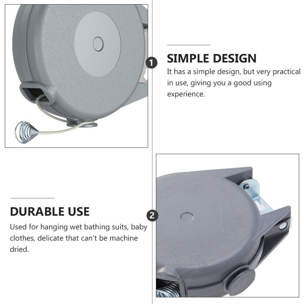 Filo Stendibiancheria Retrattile da Esterno 15m Abs Pvc | Interno e Esterno, Resistente All'usura, Facile da Installare, per Asciugare Capi Bagnati