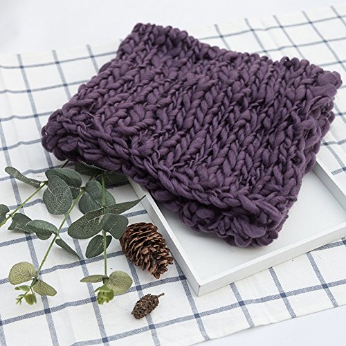 Baby Photography Props Basket Braid Wool Wrap Newborn Photo Shoot Baskets Filler Posing Stuffer Background Blanket (Purple) - Thumbnail 2