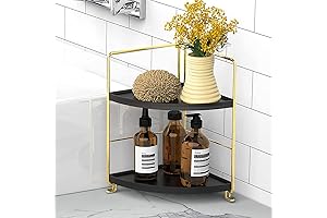 Kitchen Spice Rack Standing Shelf, Black and Gold Makeup Standing Organizer