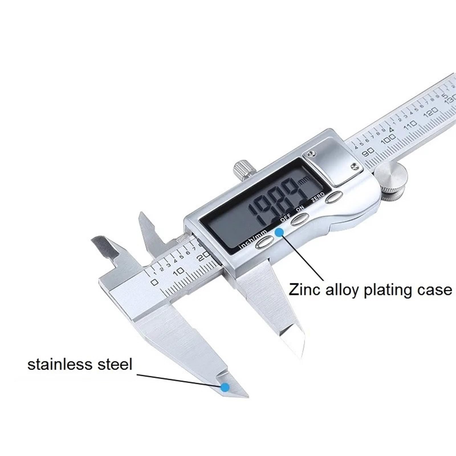 Calibro a corsoio elettronico digitale da 300 mm a in acciaio inossidabile di misurazione ad alta precisione Altezza Profondità Tester Per Misurzione Esterna, Interna