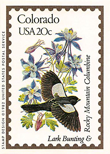 Colorado State Bird & Flower trading card (Lark Bunting & Rocky Mountain Columbine) 1991 Bon Air #6 "The Centenial State"