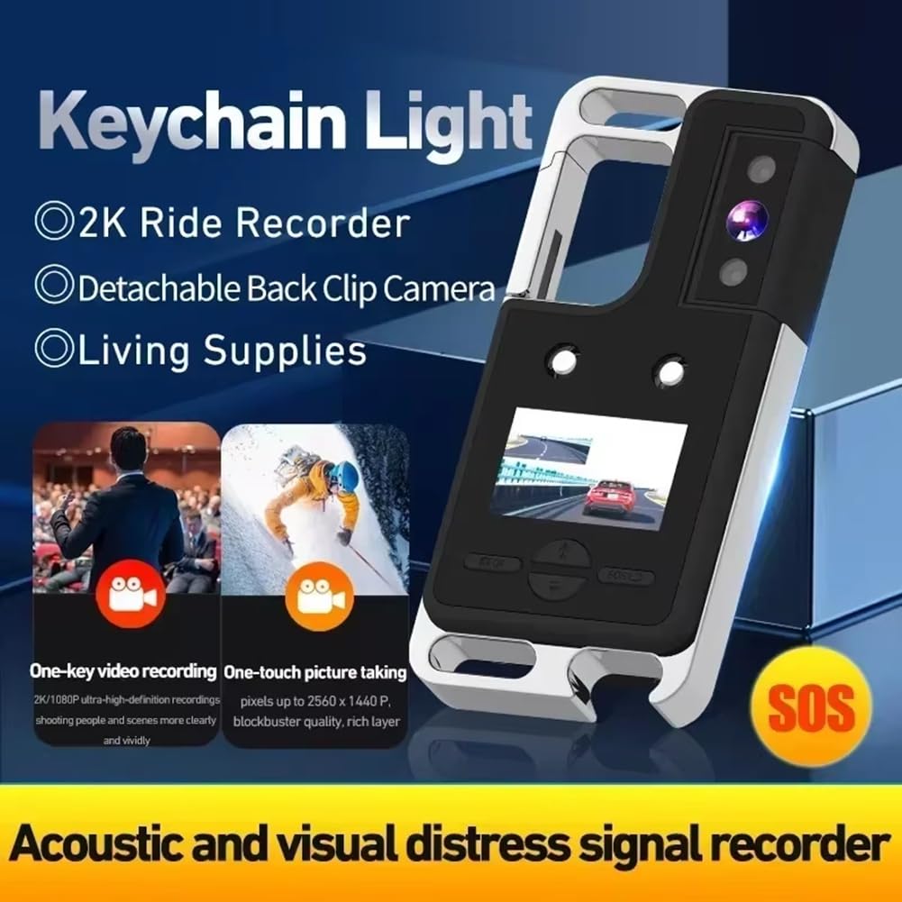 Osmond Mini Cámara HD 2K con para Iluminación Exterior, Videocámara Deportiva 1080P, Grabadora de Video con Clip Trasero Impermeable para Motocicletas