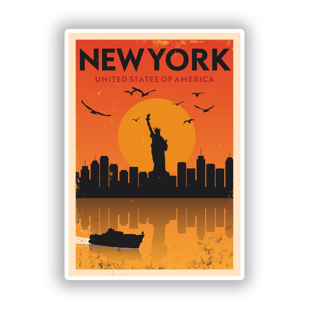 Destinationvinyl Multi 2 X 20Cm/200Mm New York Vinyl Stickers Travel Luggage #10136