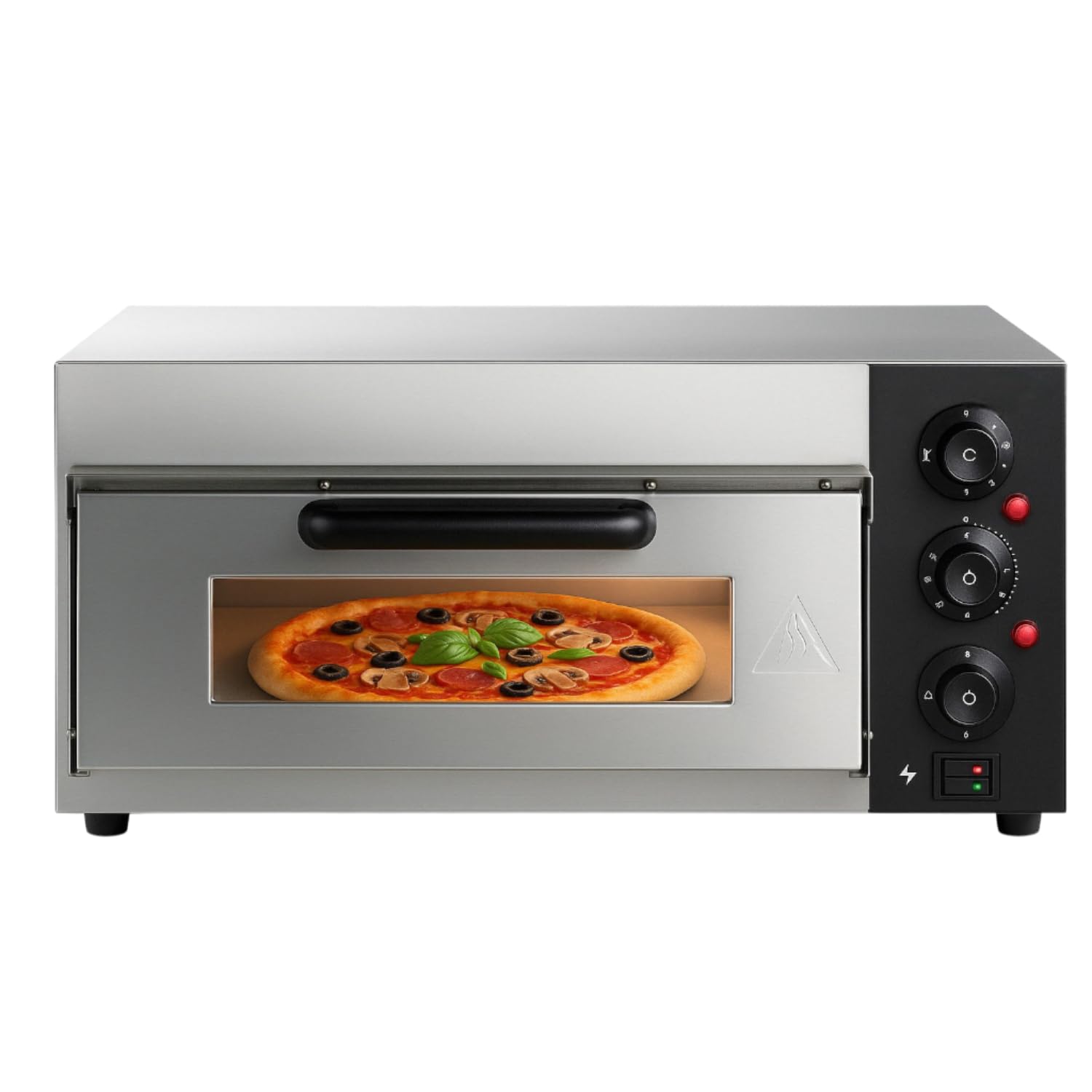 Four à Pizza Électrique Compact Ø40 cm - 2000W - Pierre Réfractaire - Température 350°C - Inox