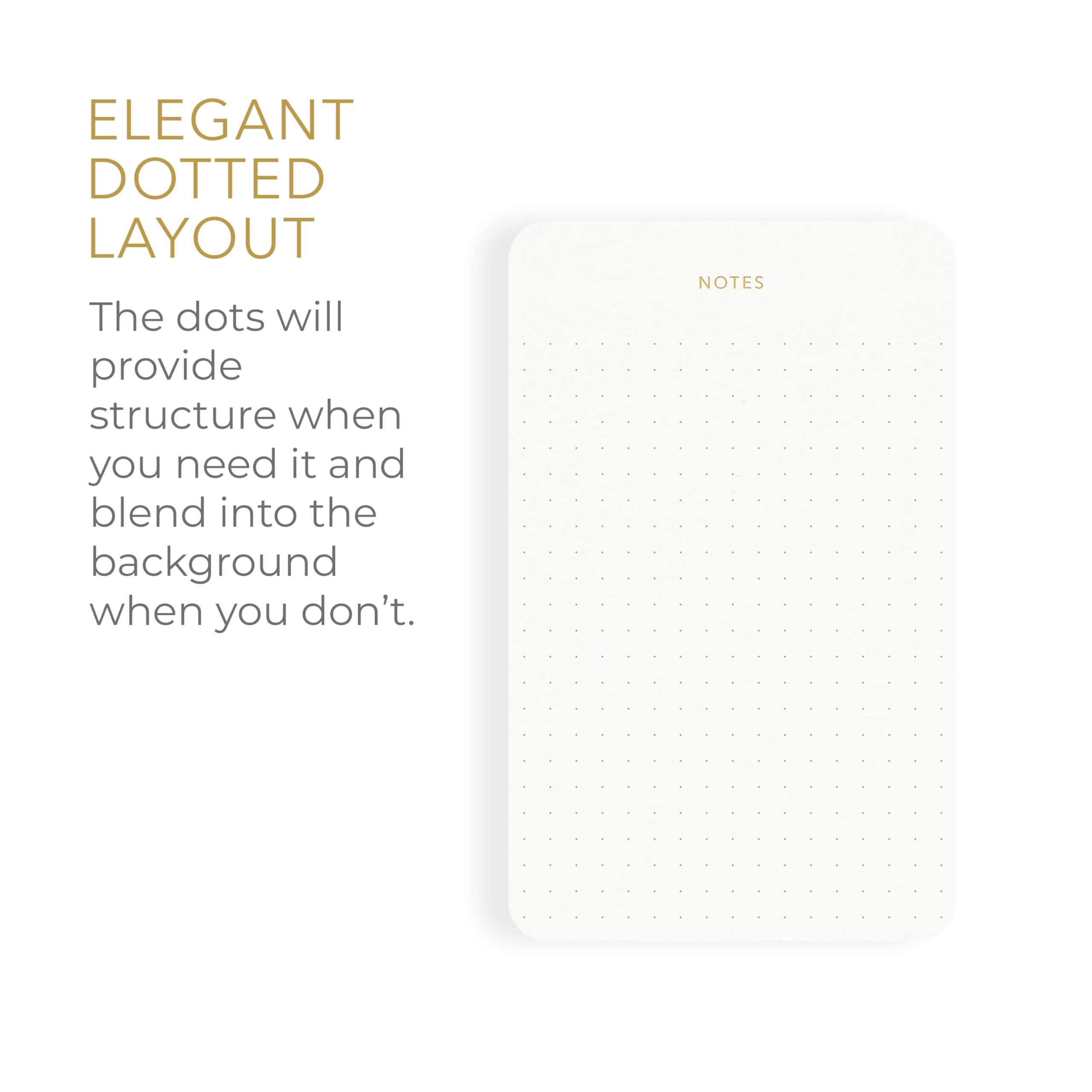 Pinesman Elegante Schreibtisch-Notizblöcke für Profis, minimalistisch, Goldfolie, gepunktetes Layout, 3er-Pack, insgesamt 225 Blatt (je 75), 16 x 9,9 cm, 95 g/m², umweltfreundlich, FSC™-zertifizierter