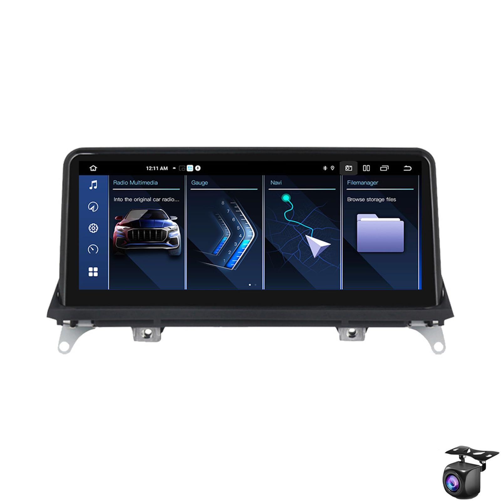 Odbiornik radiowy samochodowy multimedialną bezprzewodowym CarPlay Android Auto dla B-MW X5 F15 E70/X6 F16 E71 Bluetooth radioodtwarzacz nawigacja GPS(Size:8 CORE 4+64G,Color:10.25" 2011-2013 C1C)